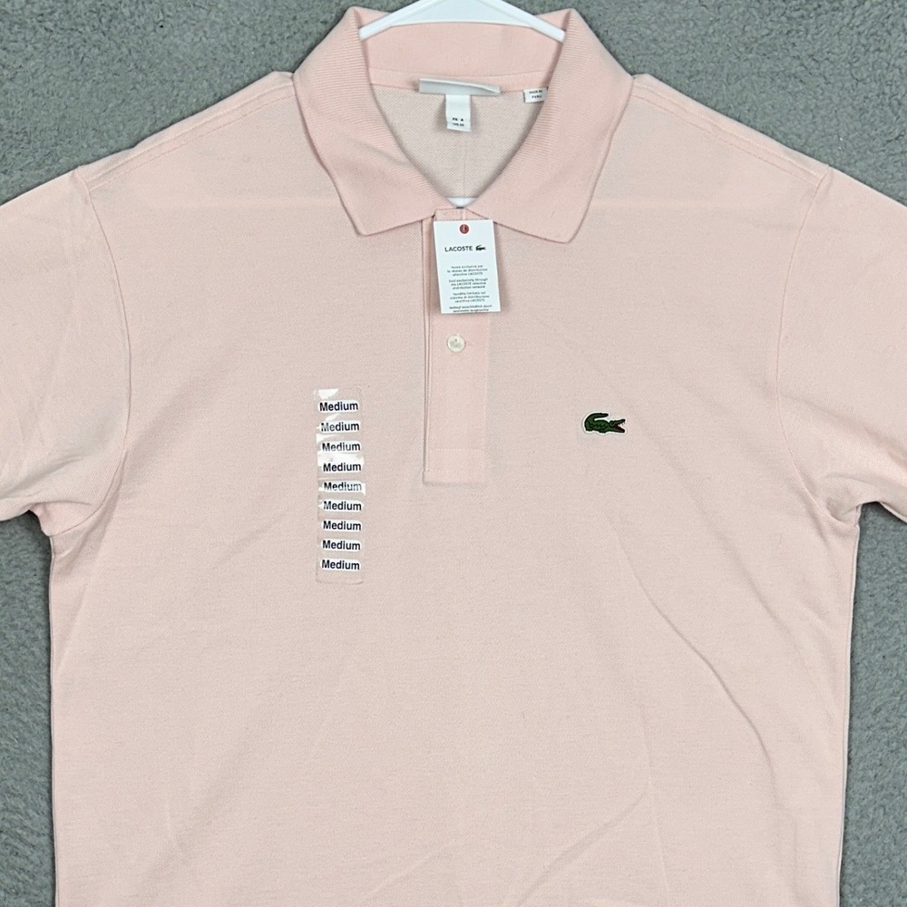 NEW Lacoste Polo Shirt Mens Medium Classic Fit Pink Casual Short Sleeve Rugby